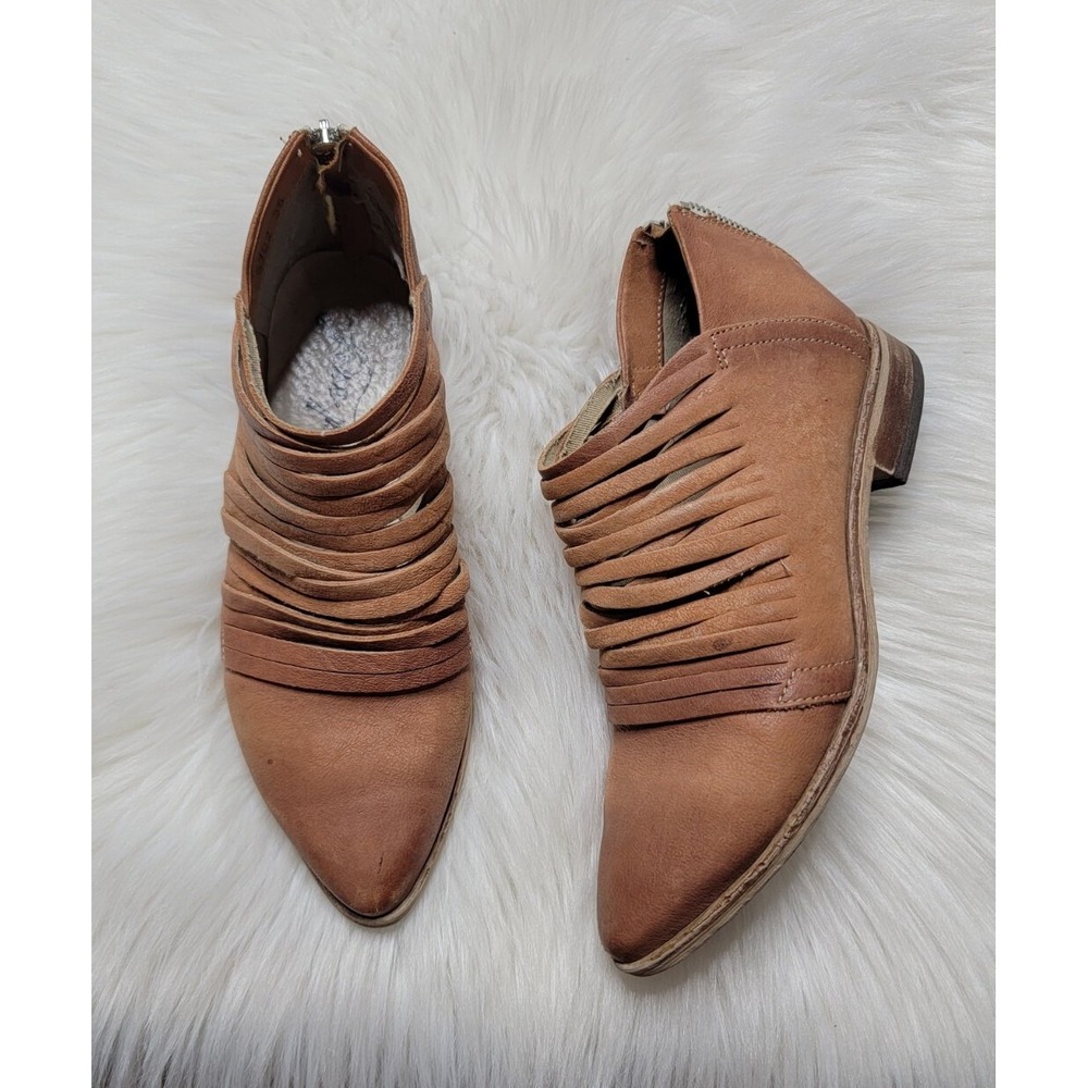 Free People Lost Valley Brown Leather Booties Shoes Size 36 US Size 5.5 or 6